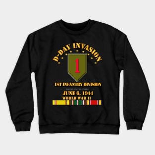 1st Infantry Div - D Day w Svc Ribbons Crewneck Sweatshirt